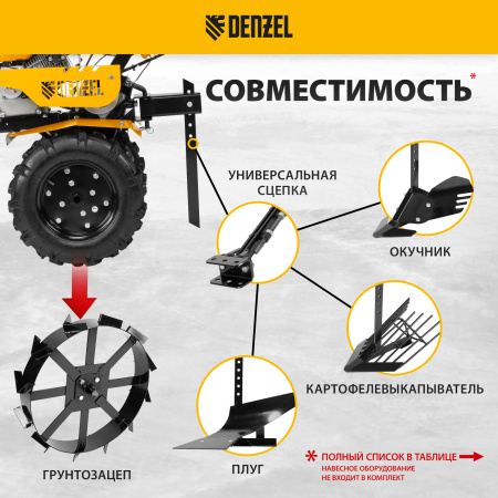 Мотоблок DENZEL DPT-270, 7 л.с, ременное сцепление,  фрез 3 x 4, ШОМ, передачи 2В/1Н