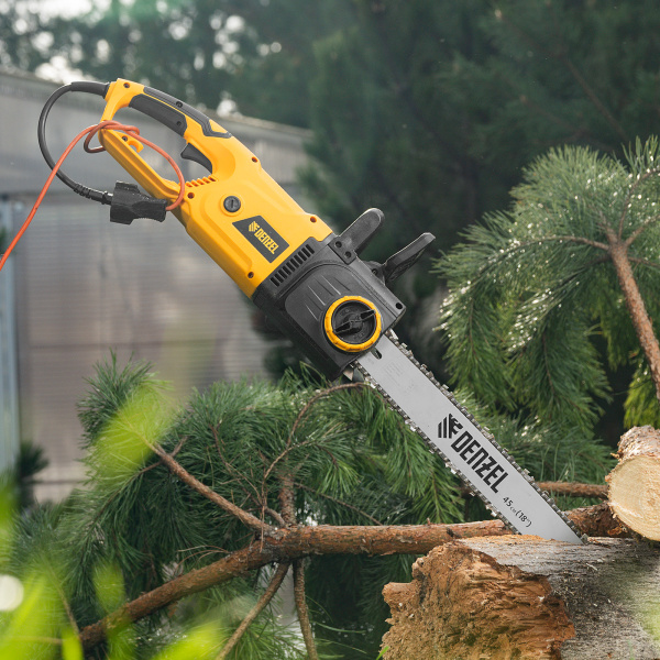 Пила цепная электрическая DENZEL EDS-2200, 2.2 кВт, шина 45 см, шаг 3/8, 62 звена