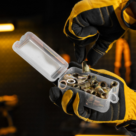 Заклепки резьбовые DENZEL стальные, оцинкованные, М10, пластиковый кейс, 35 шт.