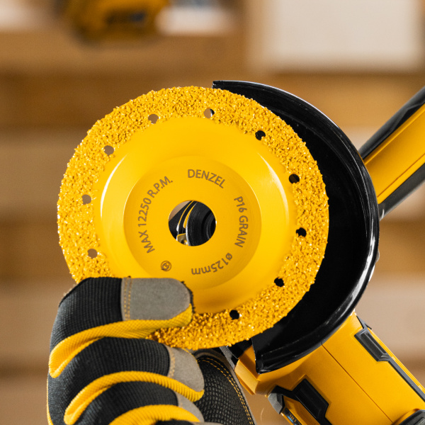 Чашка твердосплавная зачистная DENZEL, 125 мм, Плоская, среднее зерно #16