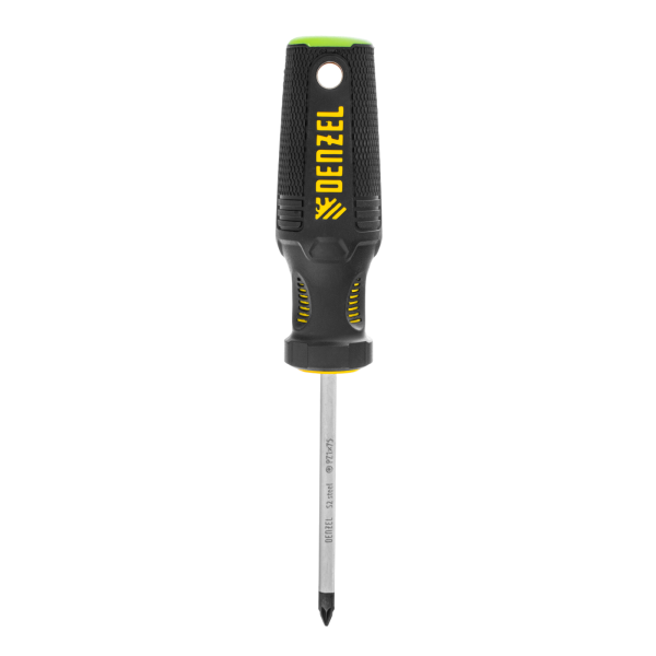 Отвертка DENZEL PZ1x75 мм, S2, 3к рукоятка