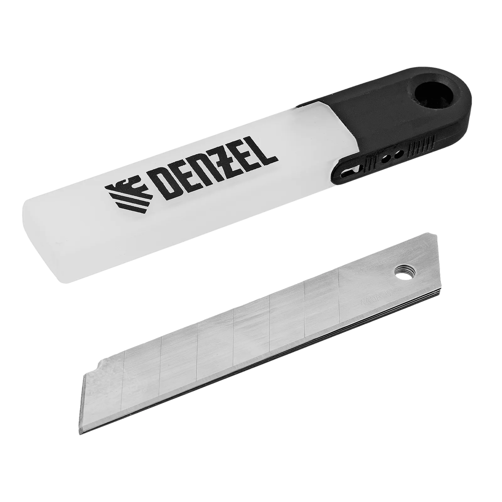 Лезвия DENZEL 18 мм, нерж. сталь 440, 0,5 мм, 5 штук купить за ₽ c ...