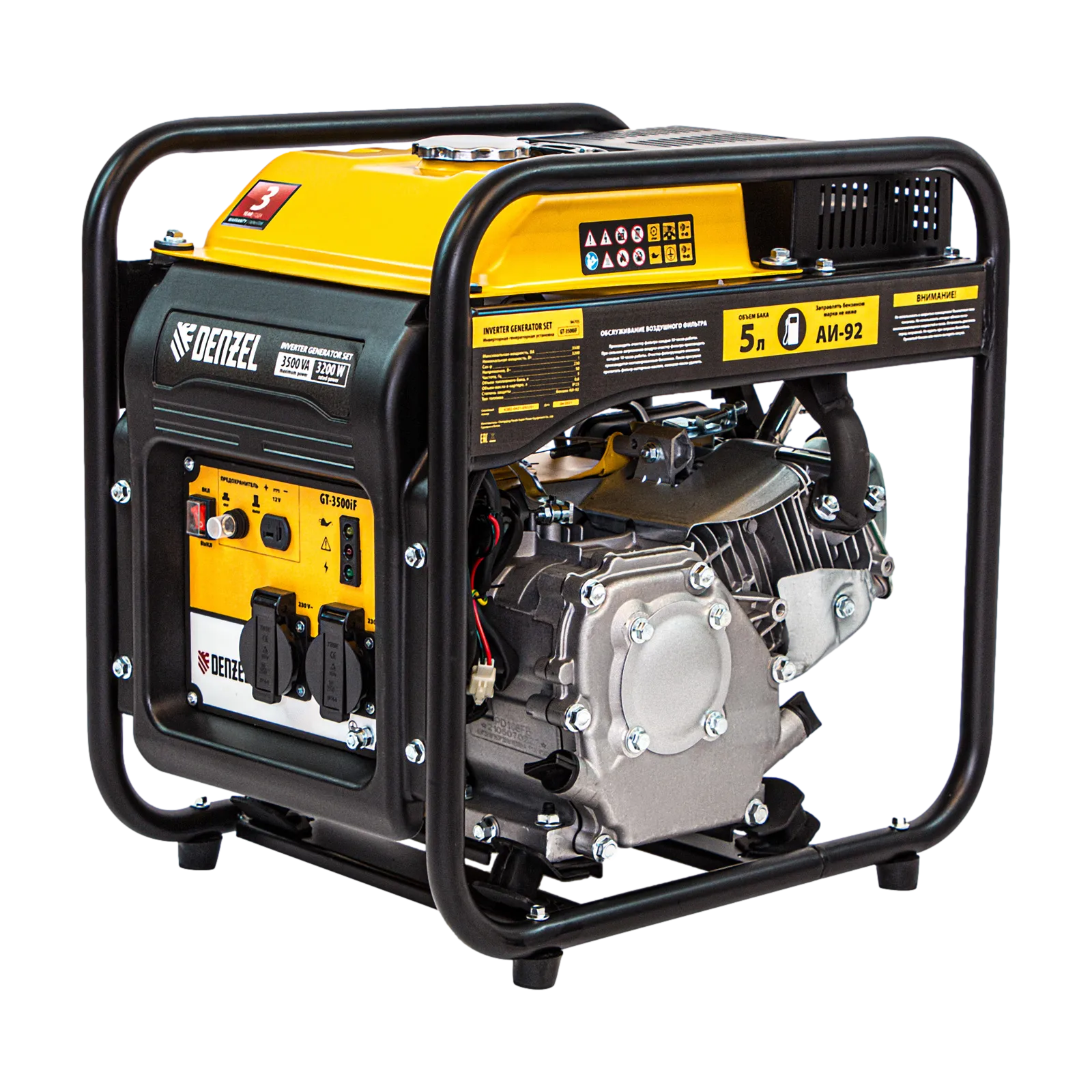 Инверторный генератор DENZEL GT-3500iF, 3.5 кВт, 230 В, бак 5 л, ручной ...